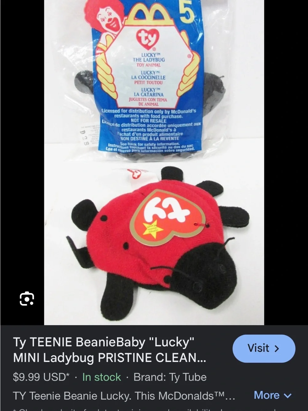 Ty McDonald's Happy Meal Plush Packaging - Blue & Green Assortment